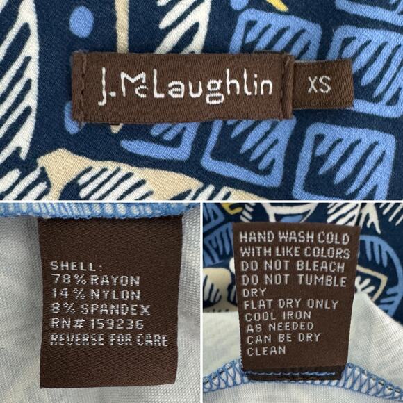 J. McLaughlin Talavera Devon patterned sheath dress blue yellow tan size XS - Picture 8 of 9